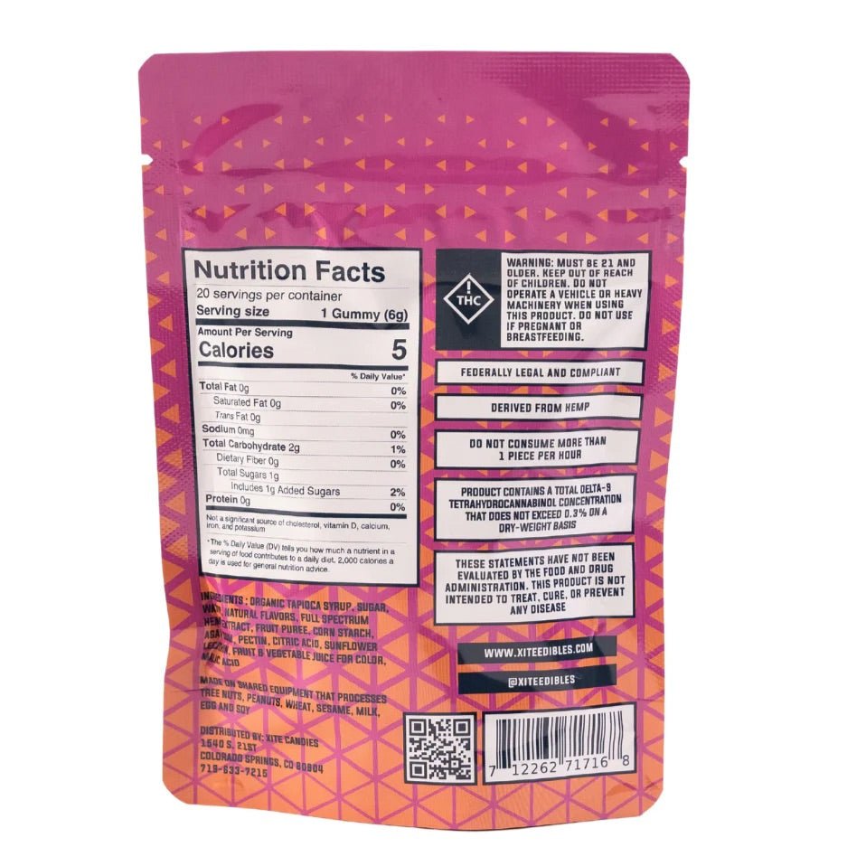 XITE - 10mg THC / 50mg CBD Fruit Gummies (20ct Bags)