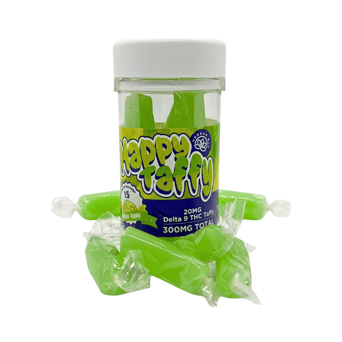 Delta 9 THC Happy Taffy – Green Apple Happy Taffy